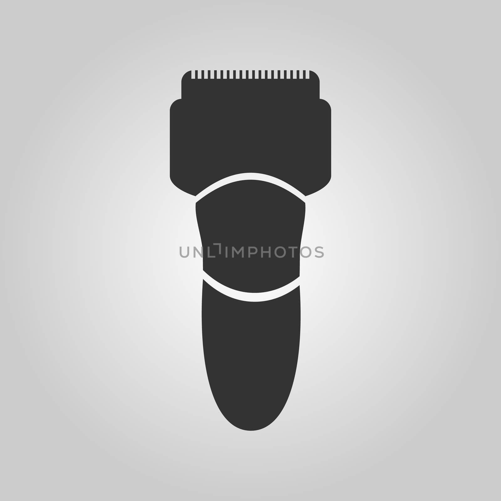 Flat trendy dark icon with electric man shaver isolated from gray background. Woman trimmer for shaving. Classic safety razor.