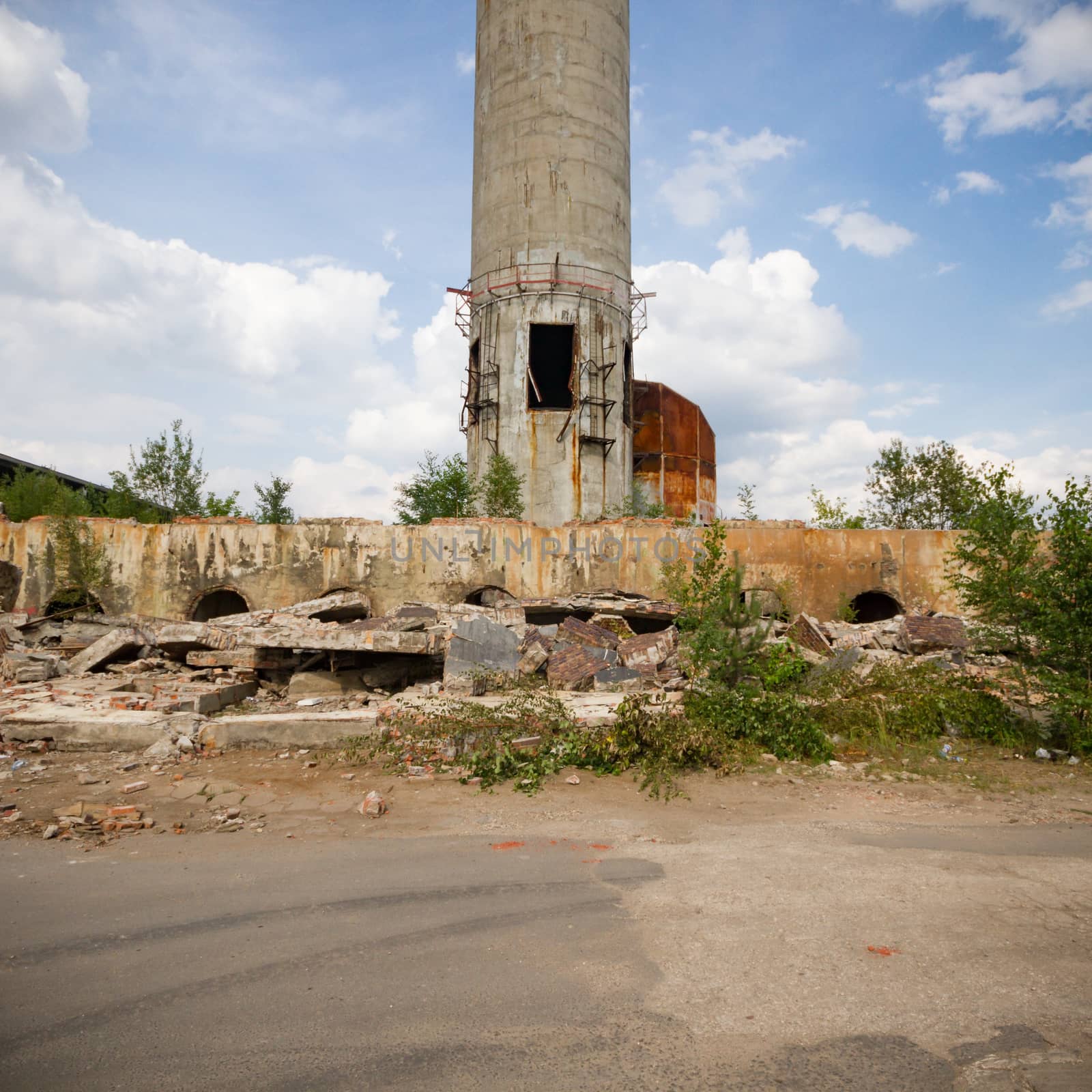 ruins of a very heavily polluted industrial factory, industrial series