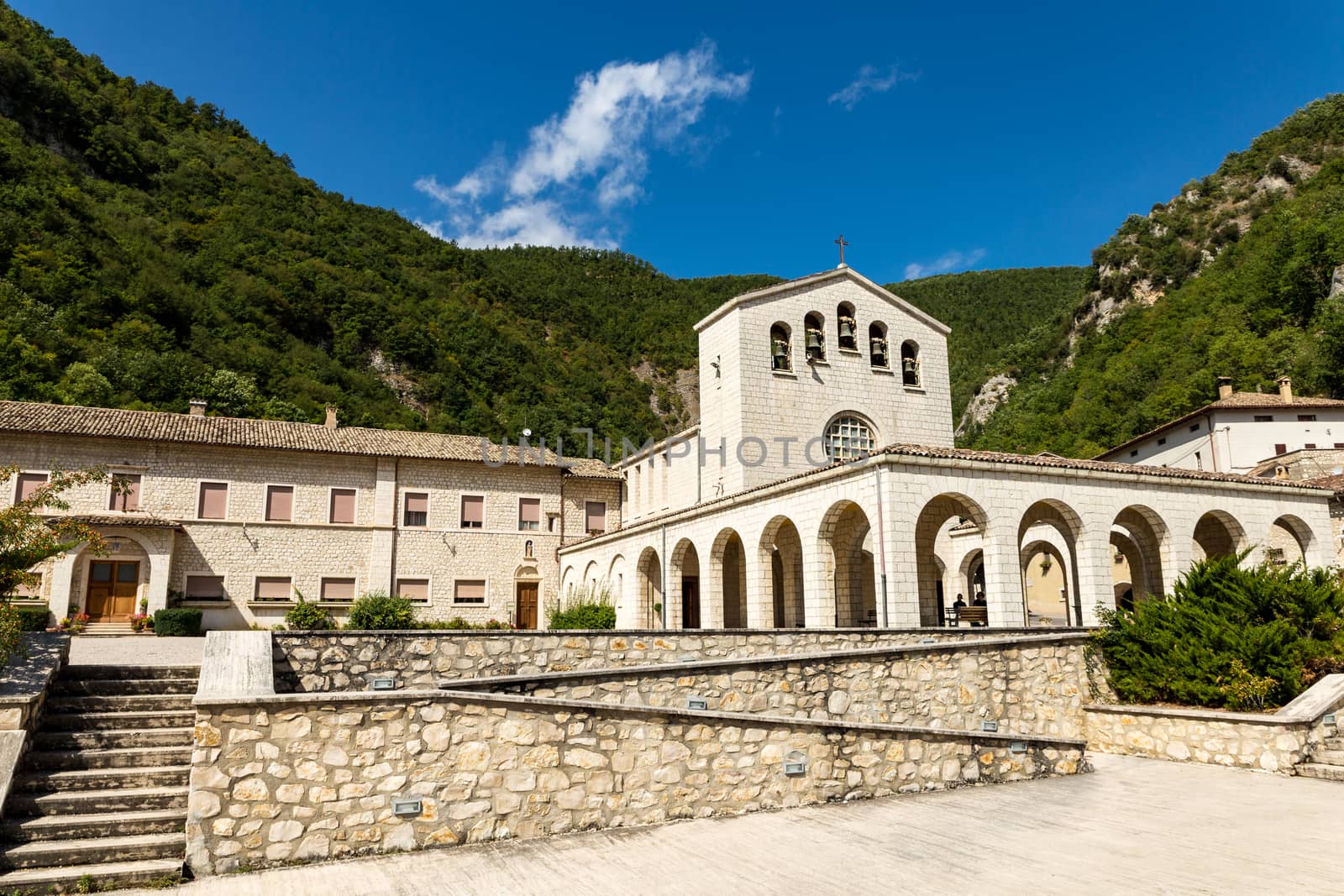 View of a sanctuary in a small village in central Italy