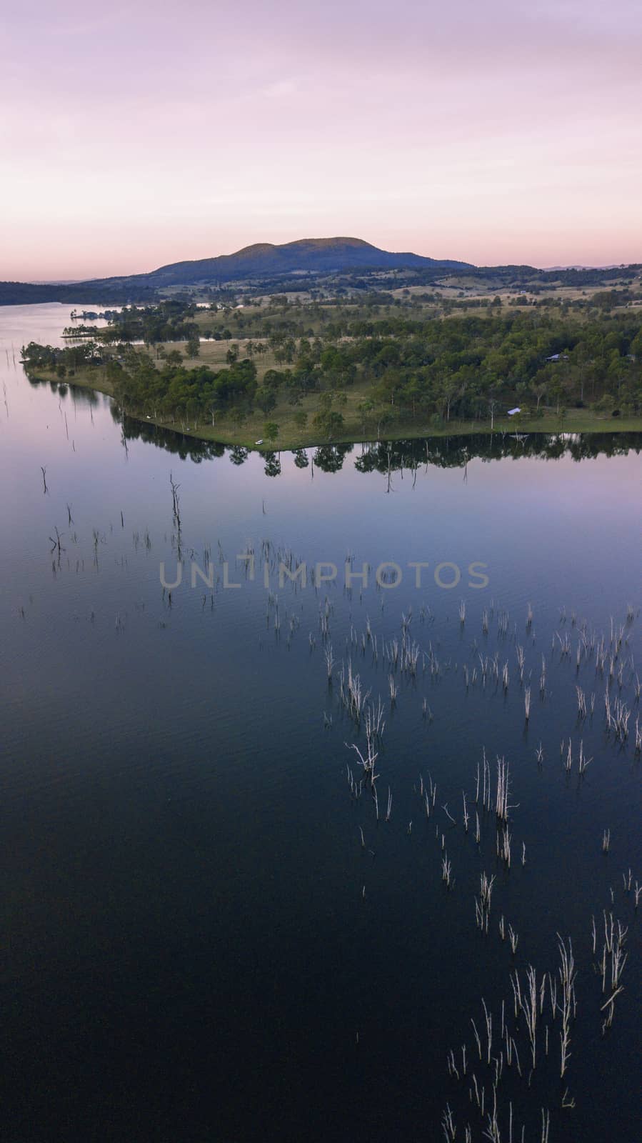Aerial view of Lake Moogerah in Queensland by artistrobd