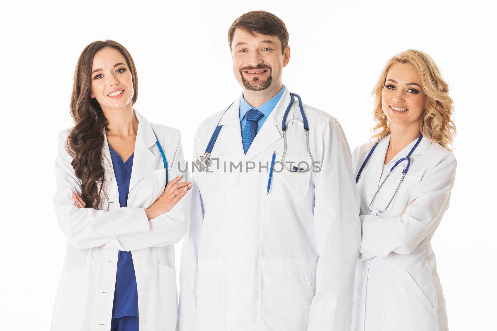 Medical doctors group isolated on white background