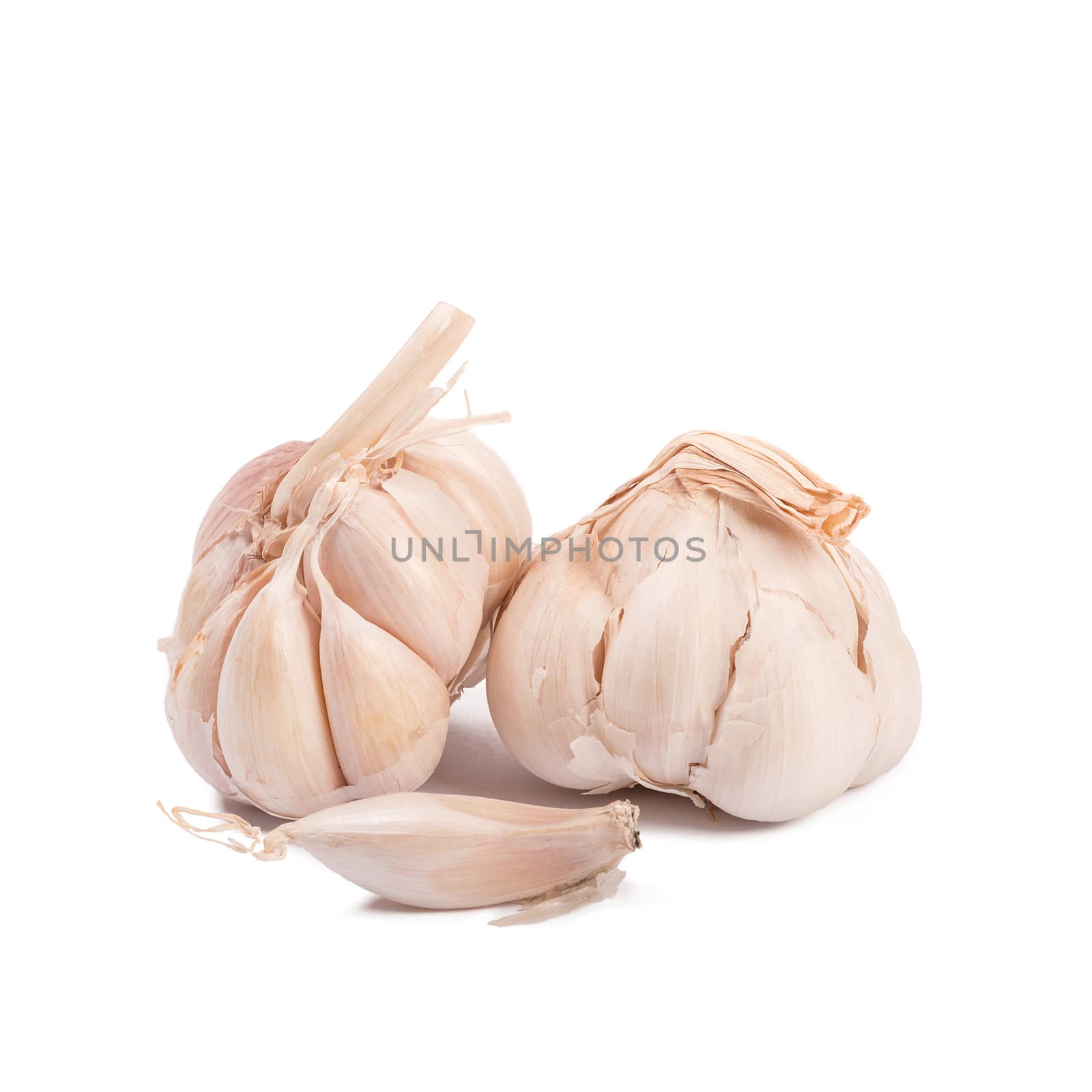 Isolated garlic. Raw garlic isolated on white background.
