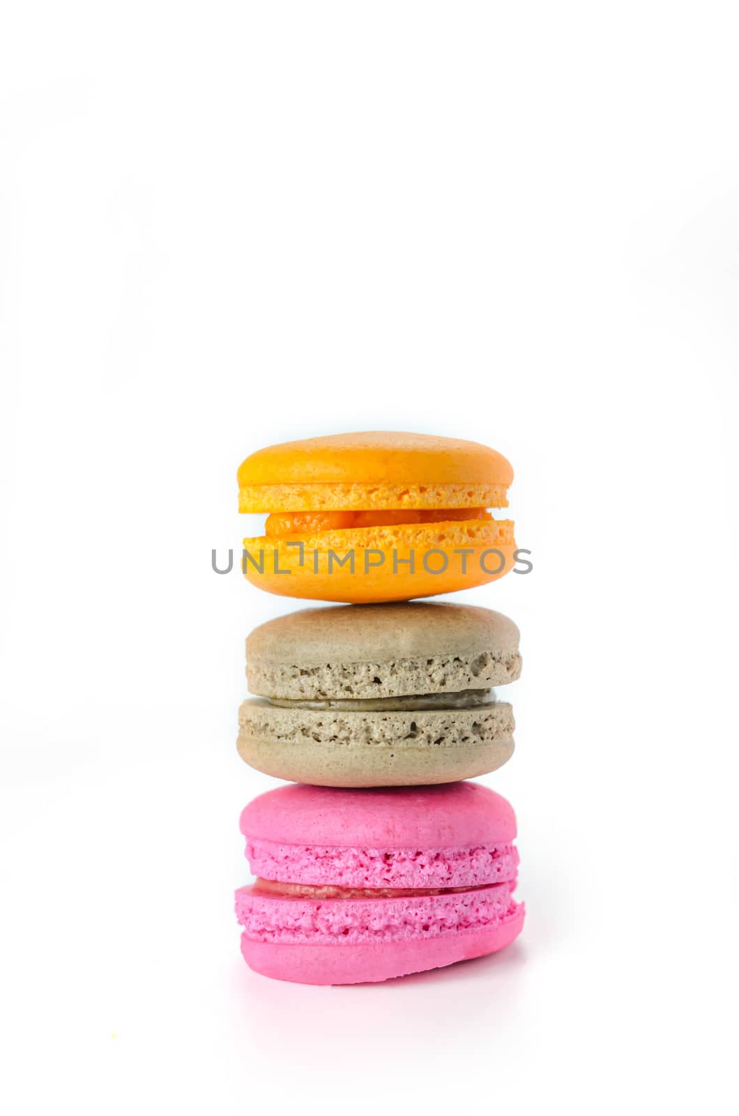 Colorful macaroon  on white background , sweet dessert