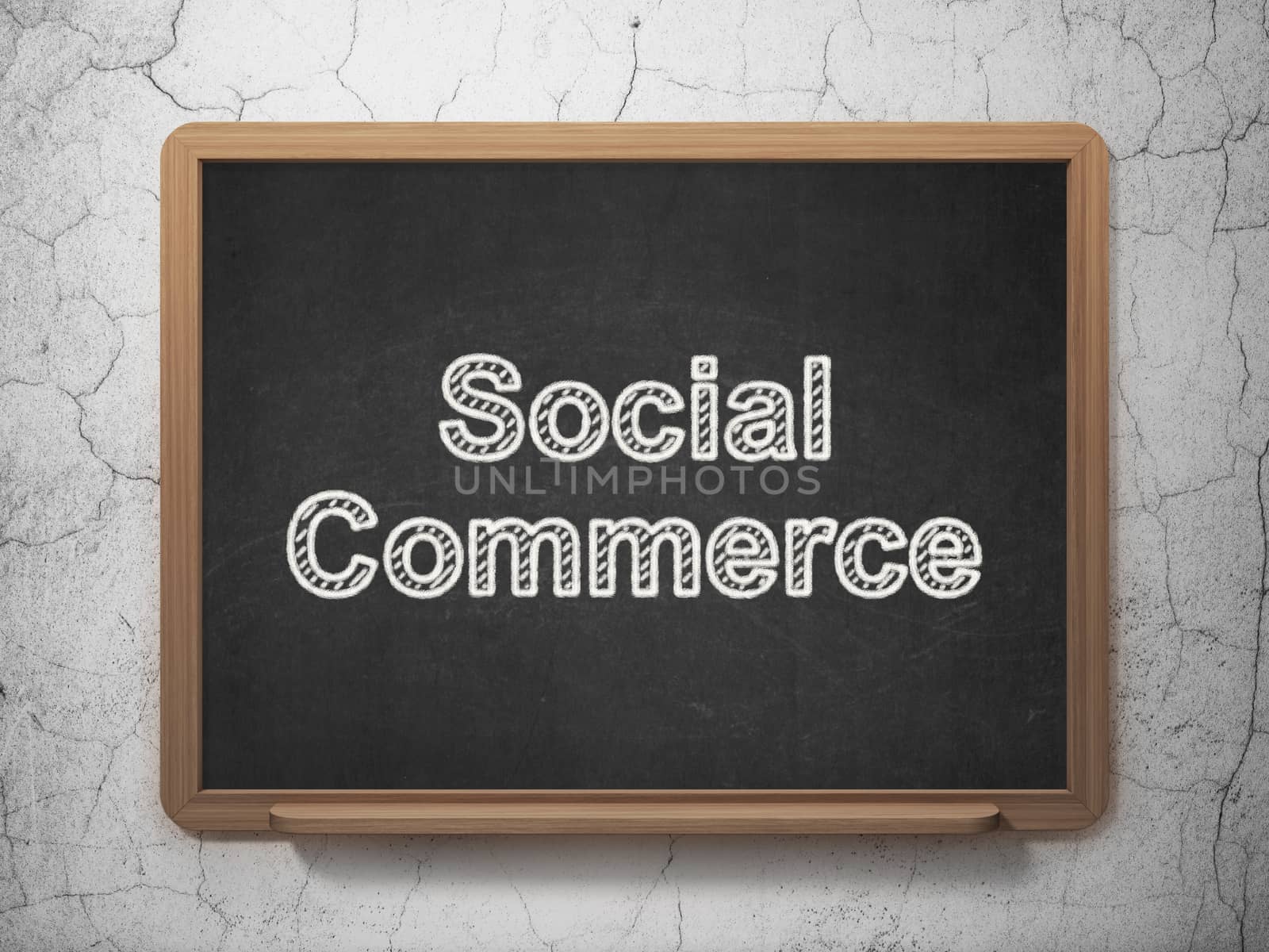 Marketing concept: Social Commerce on chalkboard background by maxkabakov
