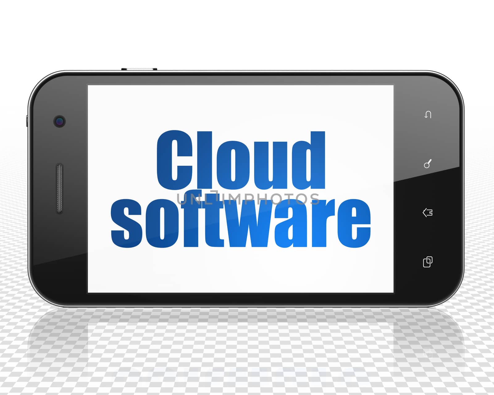 Cloud computing concept: Smartphone with blue text Cloud Software on display, 3D rendering