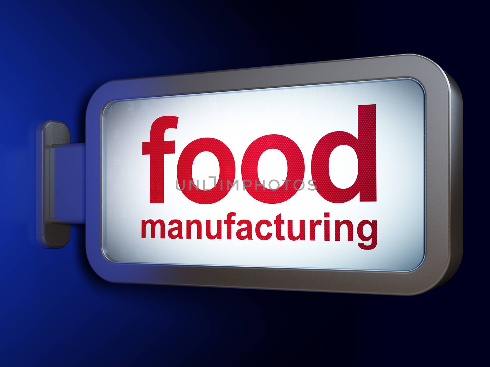 Industry concept: Food Manufacturing on advertising billboard background, 3D rendering