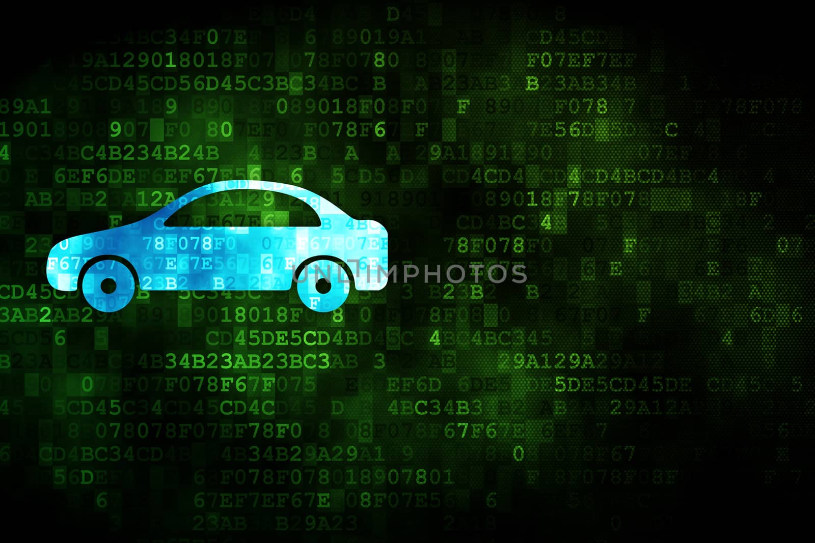 Vacation concept: Car on digital background by maxkabakov