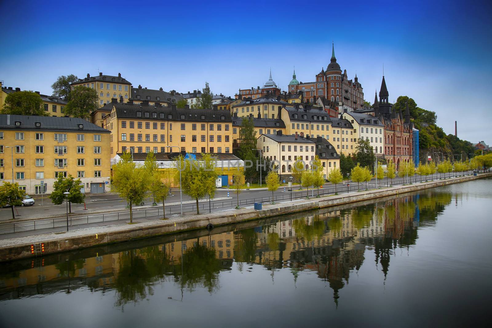 Beautiful view of Sodermalm district in Stockholm, Sweden by vladacanon