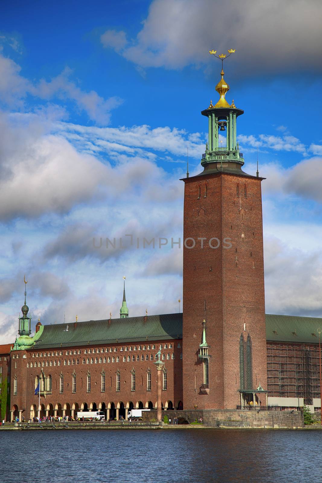 Scenic view of the City Hall from Riddarholmskyrkan, Stockholm,  by vladacanon