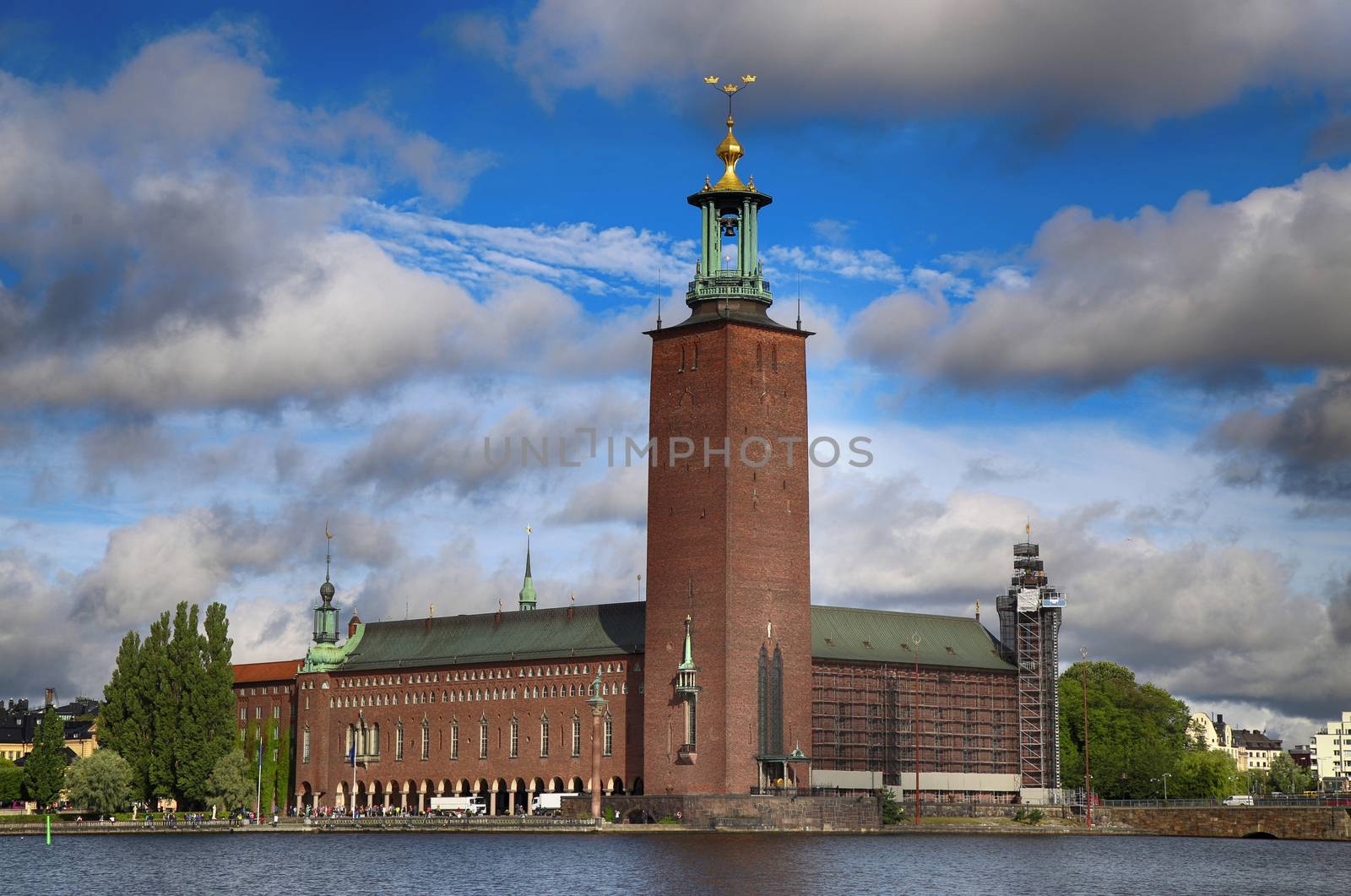 Scenic view of the City Hall from Riddarholmskyrkan, Stockholm,  by vladacanon