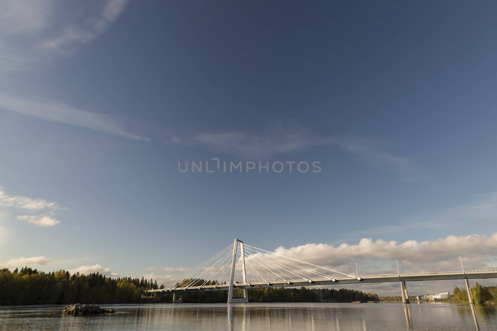 Bridge over the River in Umea, Sweden in Autumn.