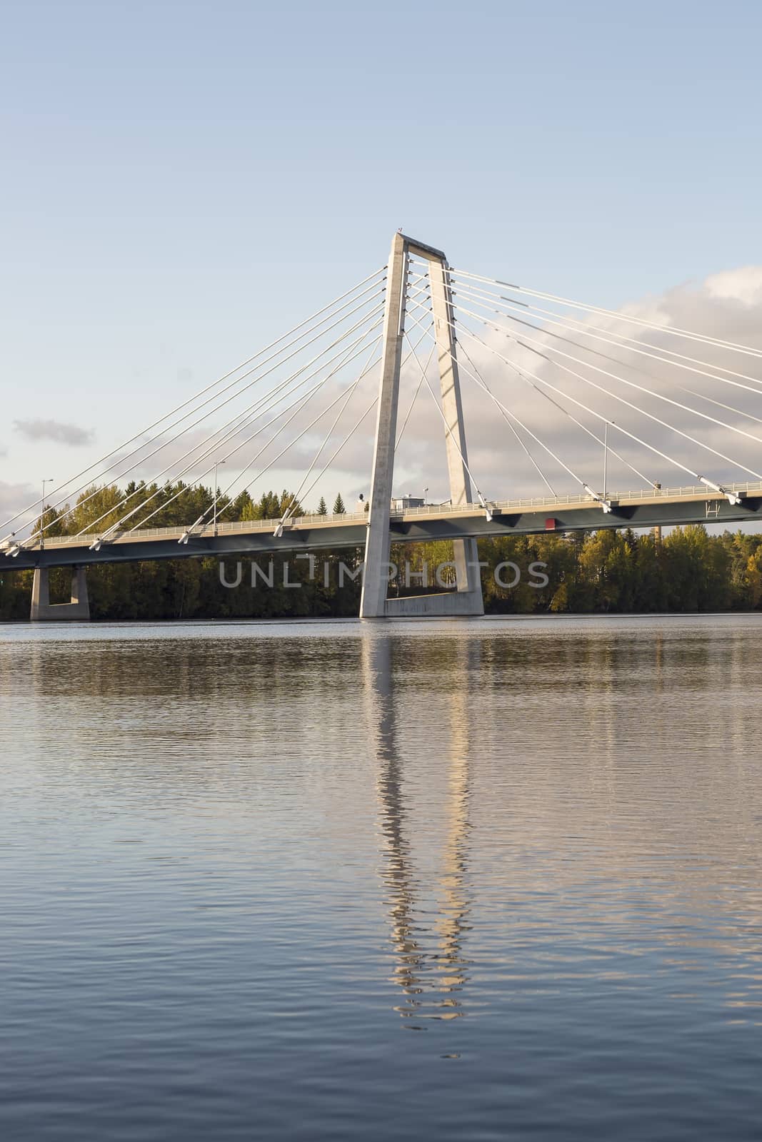 Bridge over the River in Umea, Sweden in Autumn.