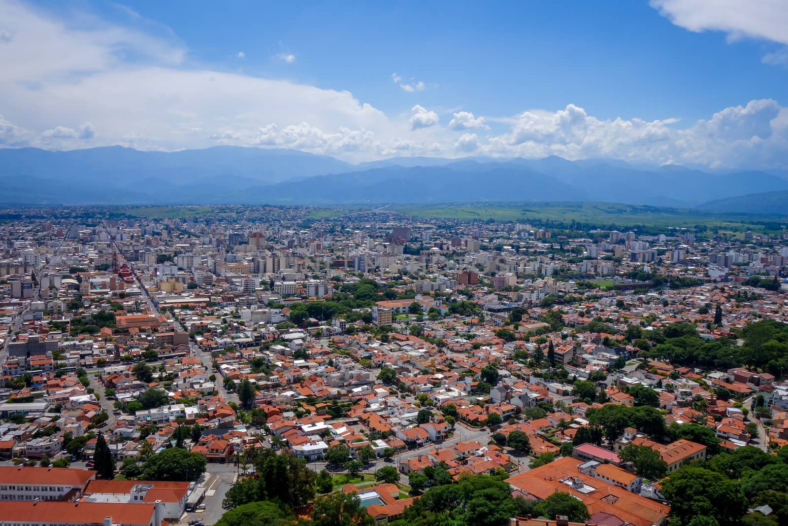 Aerial view from Salta city and moutains. Argentina