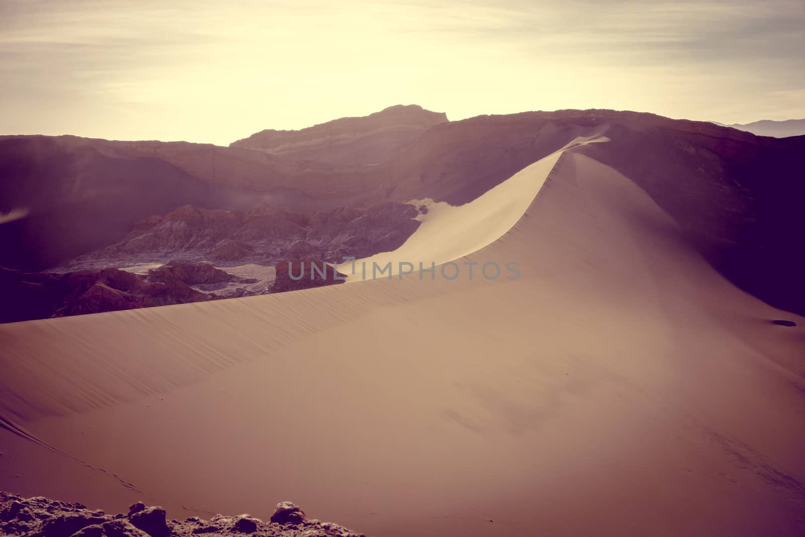 Sand dunes landscape in Valle de la Luna, San Pedro de Atacama, Chile