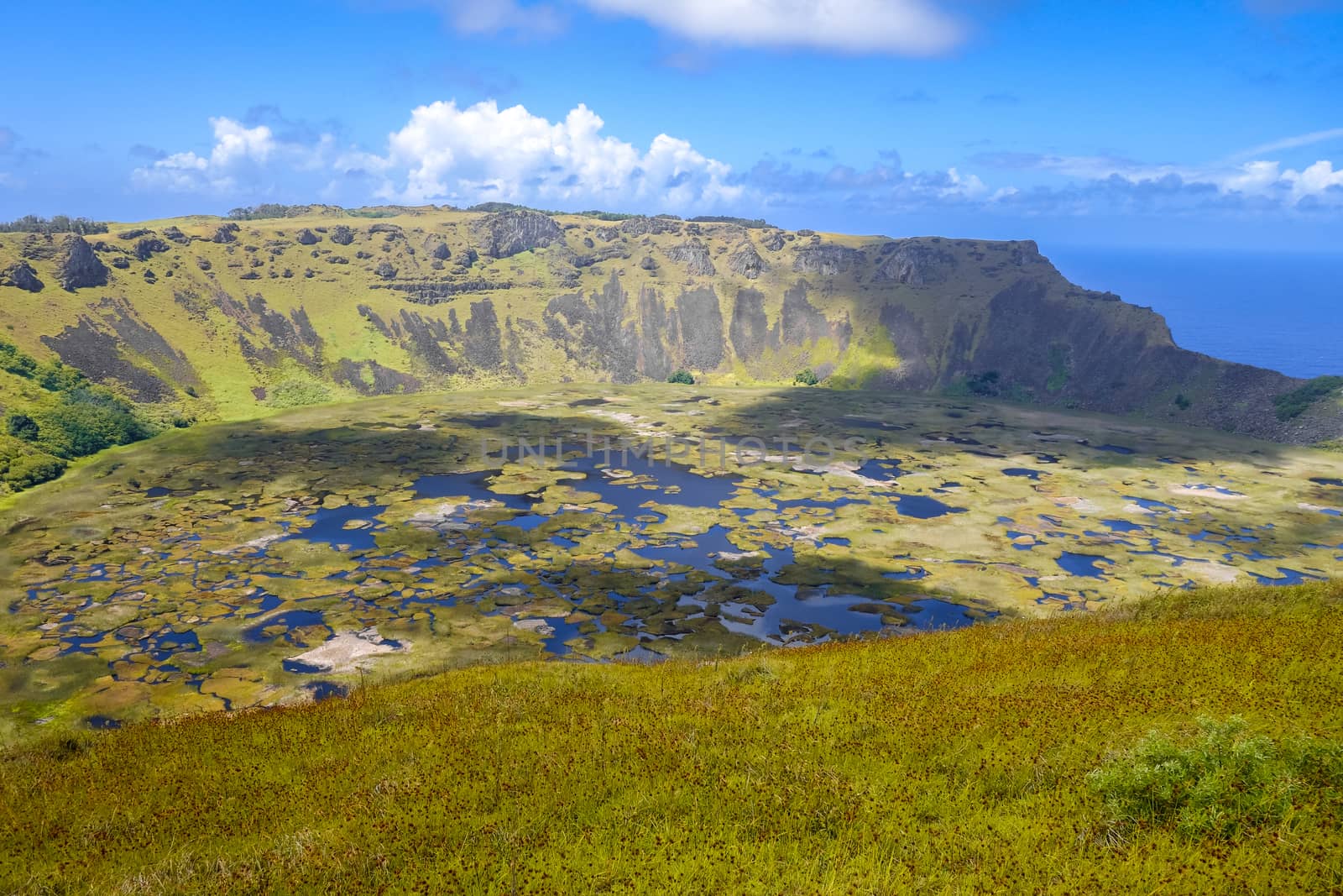 Rano Kau volcano crater in Easter Island by daboost