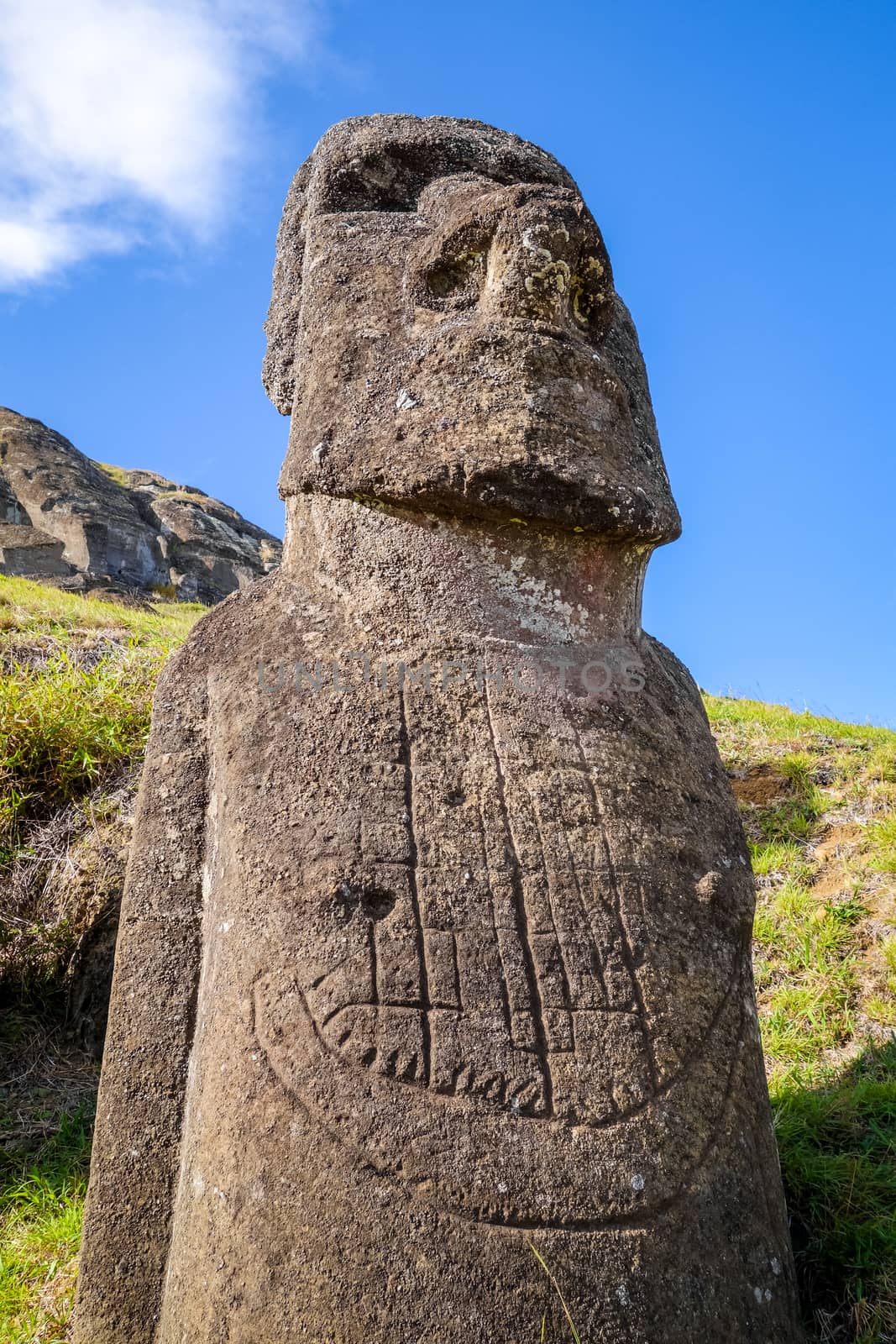 Moai statue on Rano Raraku volcano, easter island by daboost