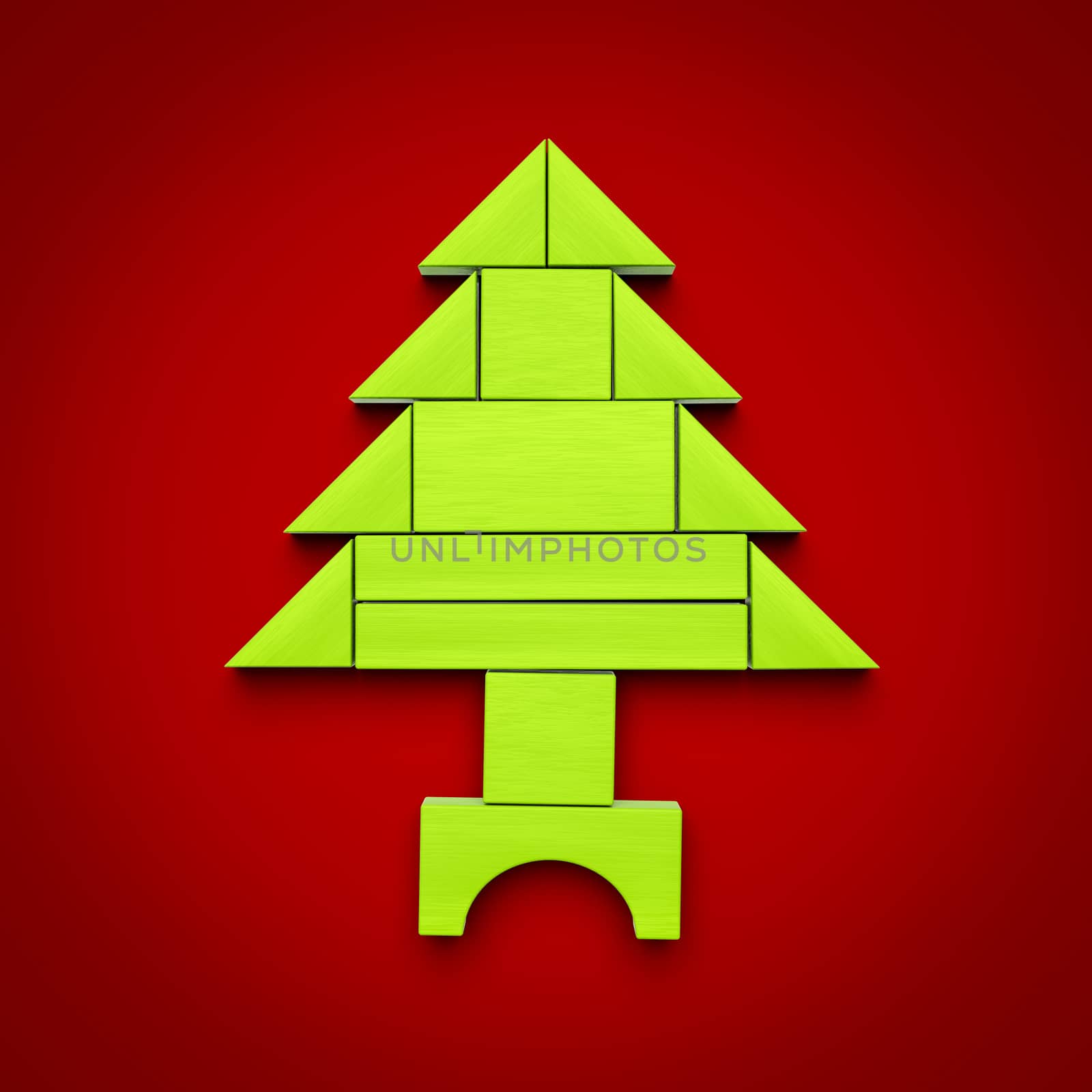 3d illustration of a christmas tree building blocks
