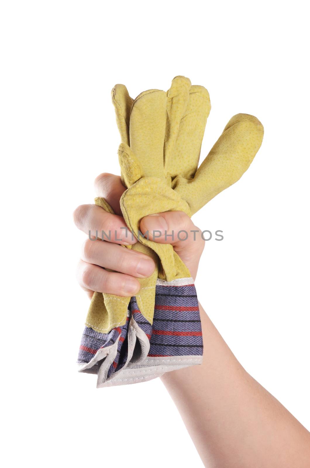 Working mens gloves on white background by SvetaVo