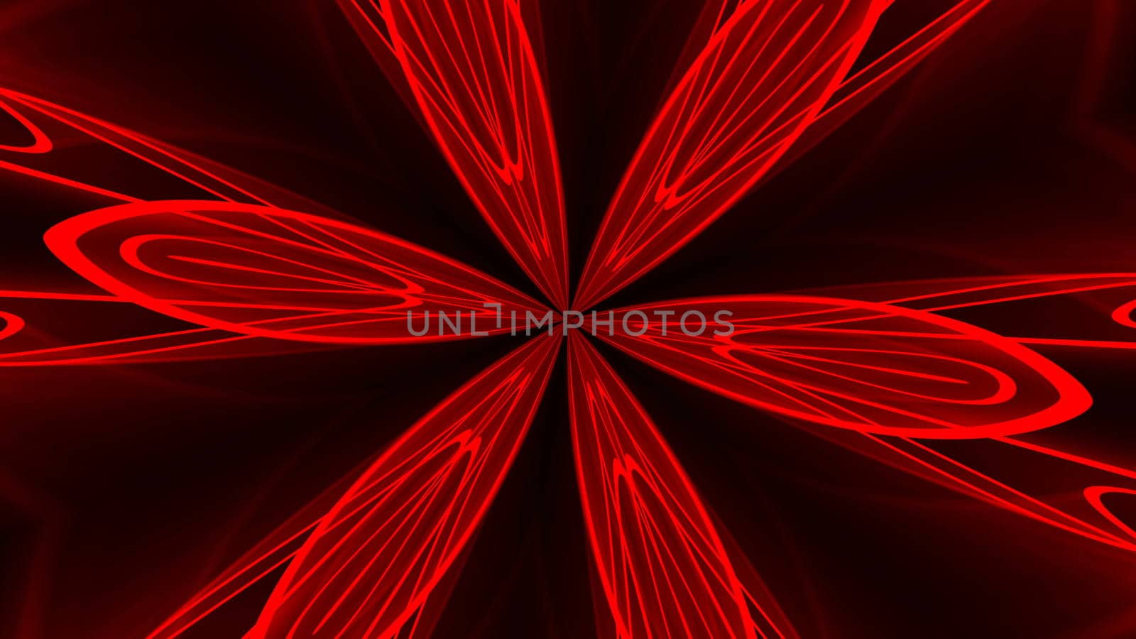 Abstract red background. Digital kaleidoscope. 3d rendering