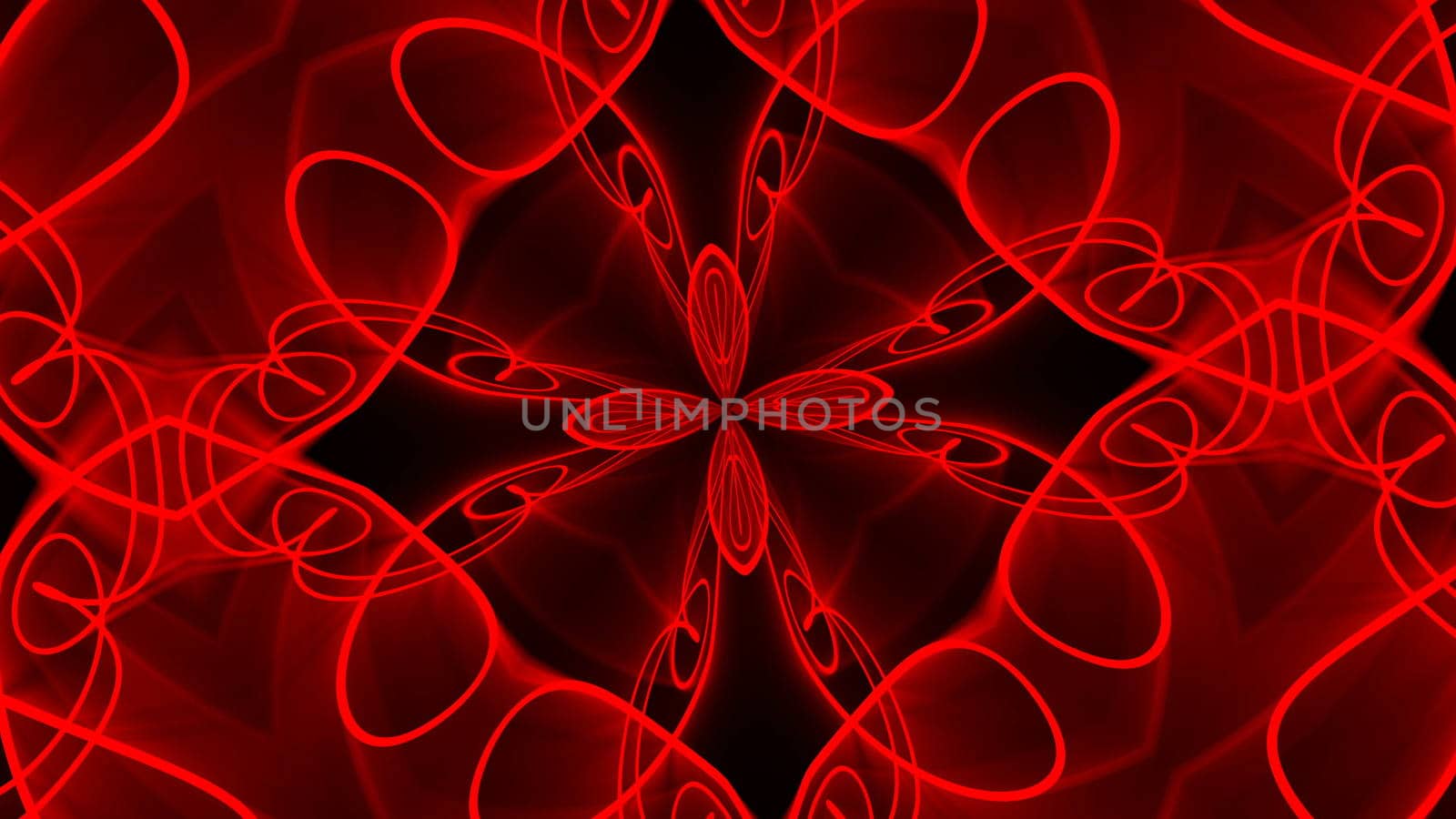 Abstract red background. Digital kaleidoscope. 3d rendering