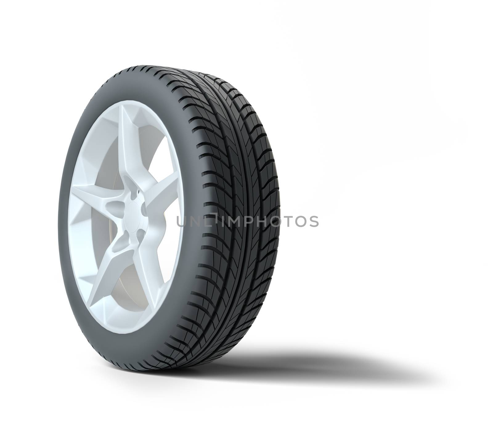 Car wheel isolated on white background. 3d illustration