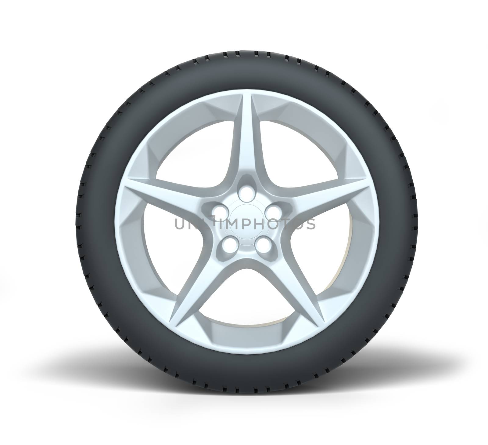 Car wheel isolated on white background. 3d illustration