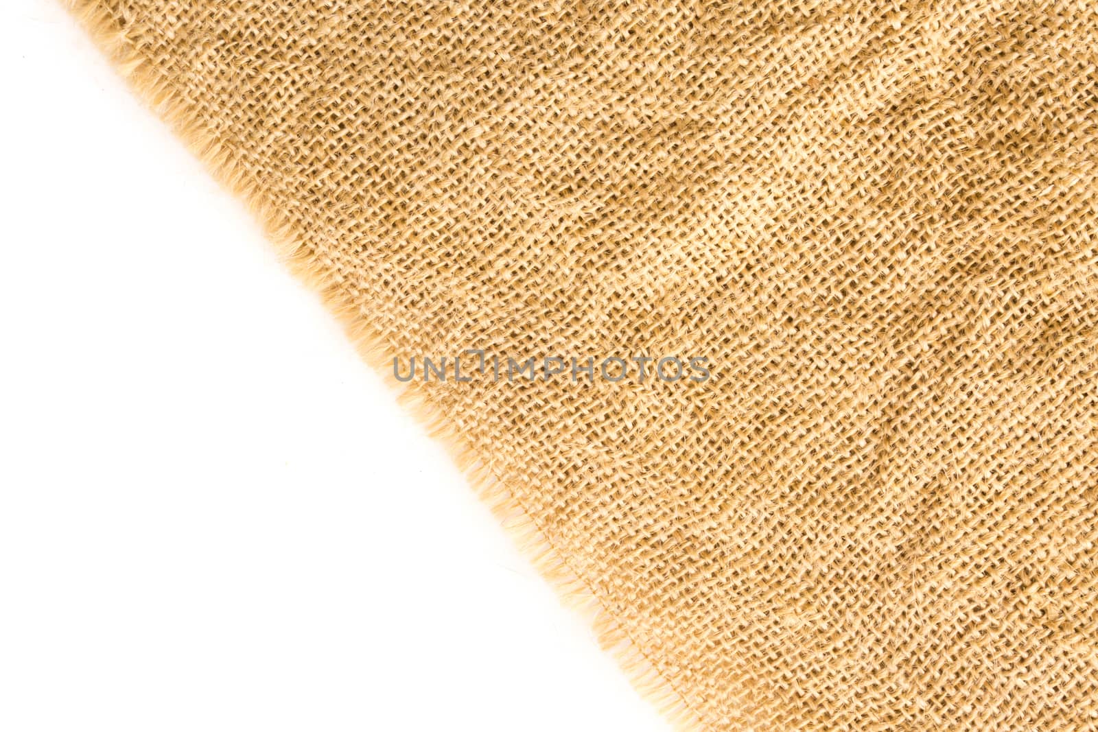 Closeup sackcloth with white background