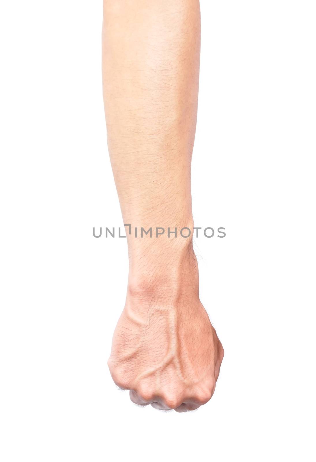 Man arm with blood veins on white background, health care and medical concept
