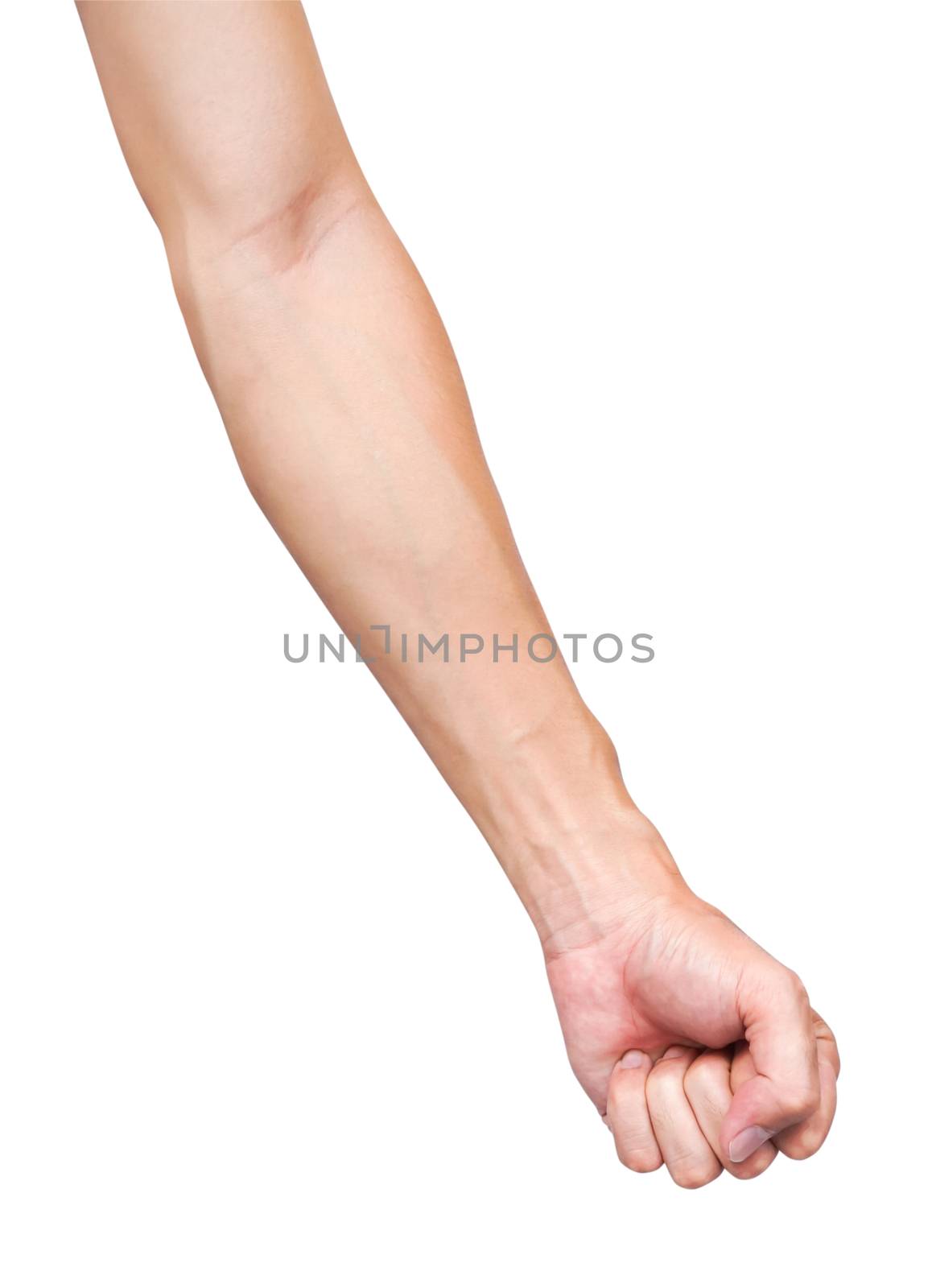 Man arm with blood veins on white background with clipping path, by pt.pongsak@gmail.com