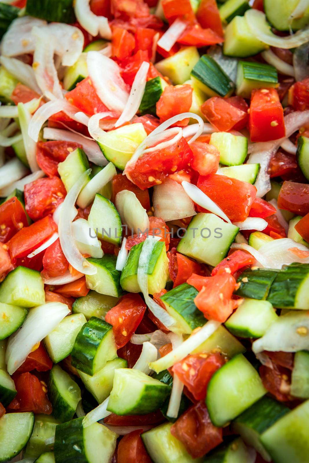 Close up shot of a yummy cucumber salad.