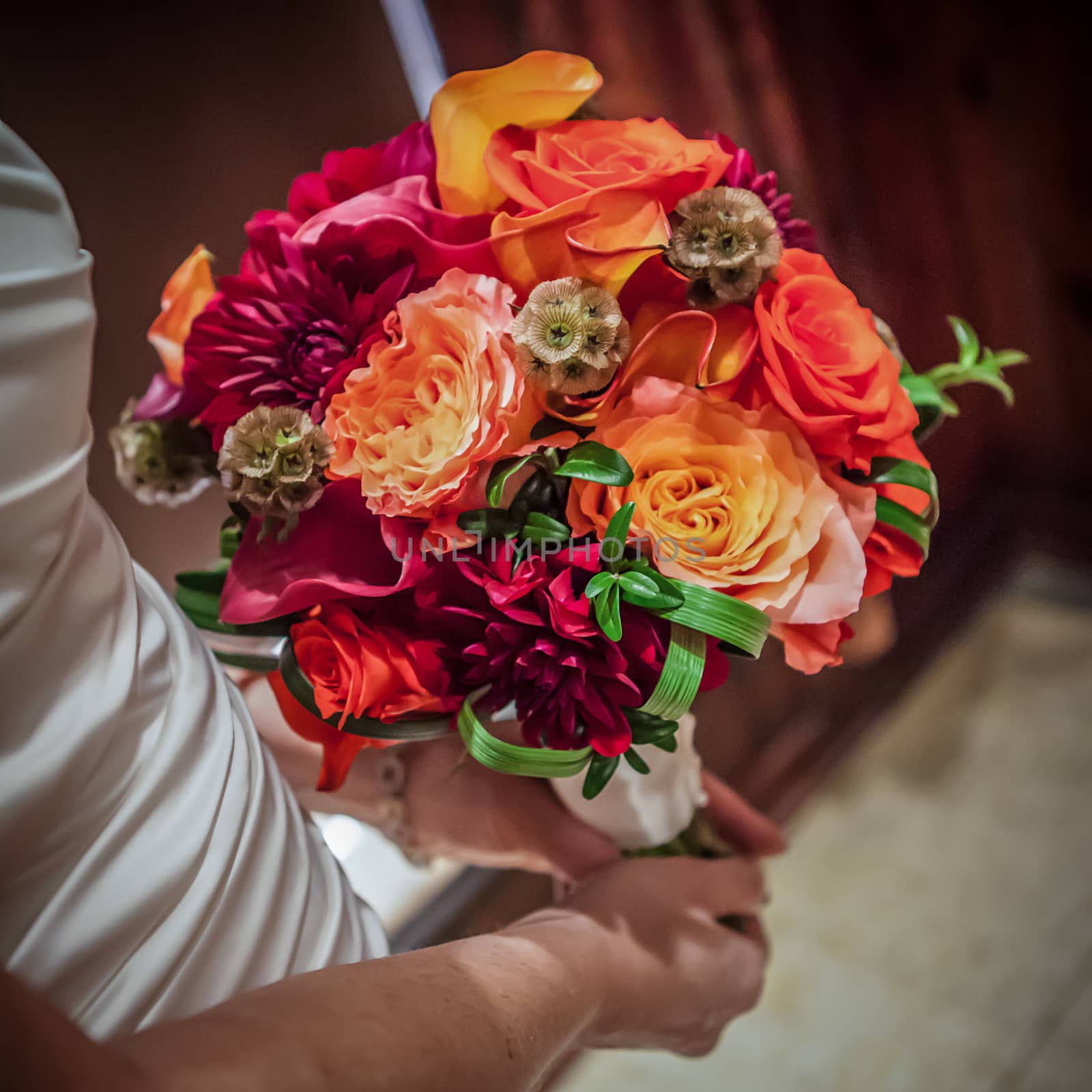 Colorful Bouquet Held by Bride by salejandro