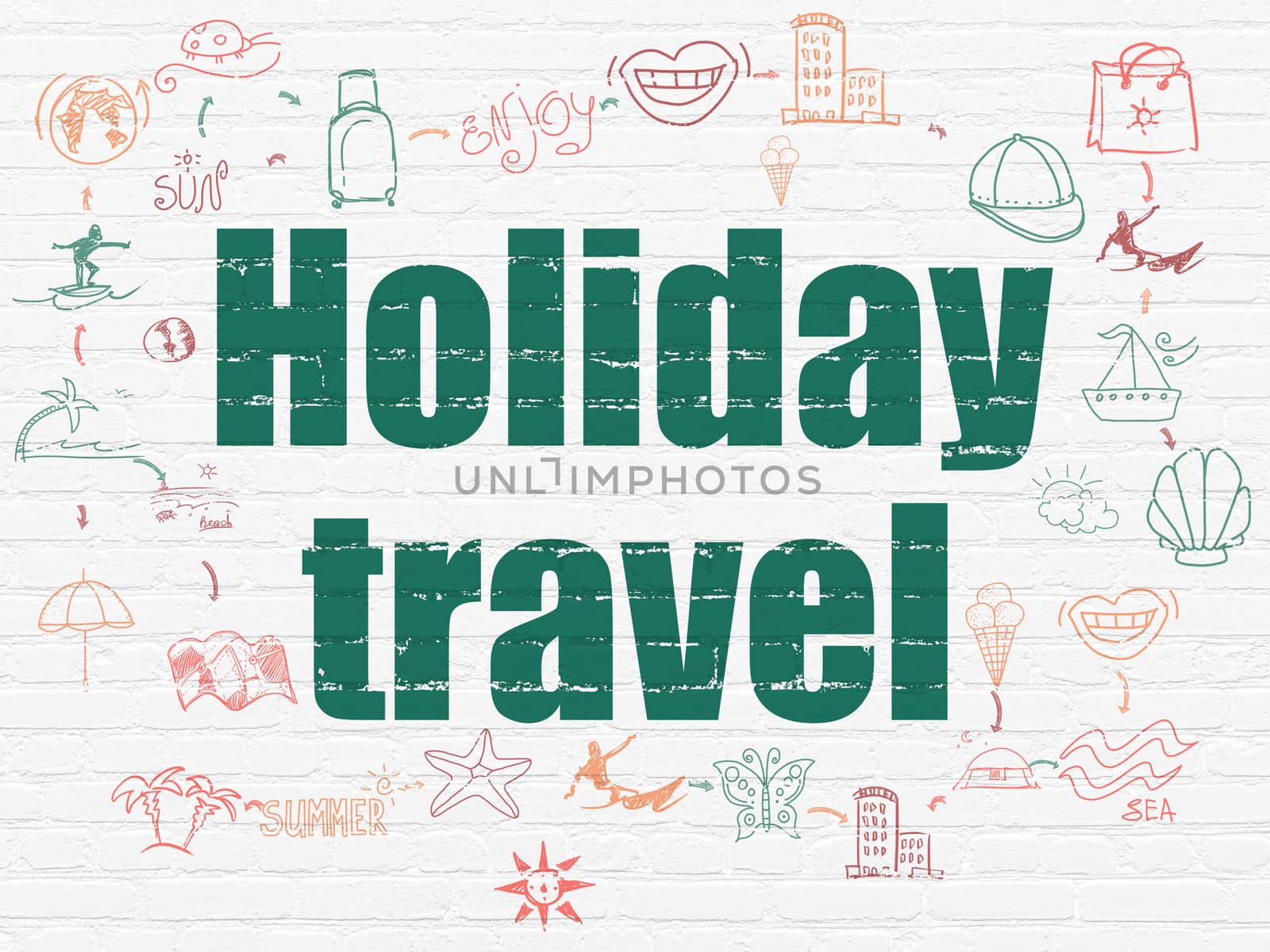 Vacation concept: Holiday Travel on wall background by maxkabakov