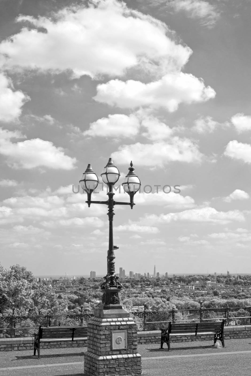 antique street light with london city view by morrbyte