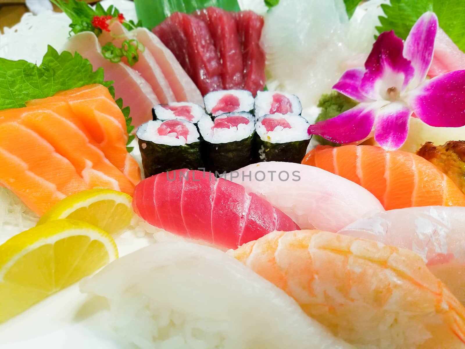 Various Sushi Close-up by whitechild