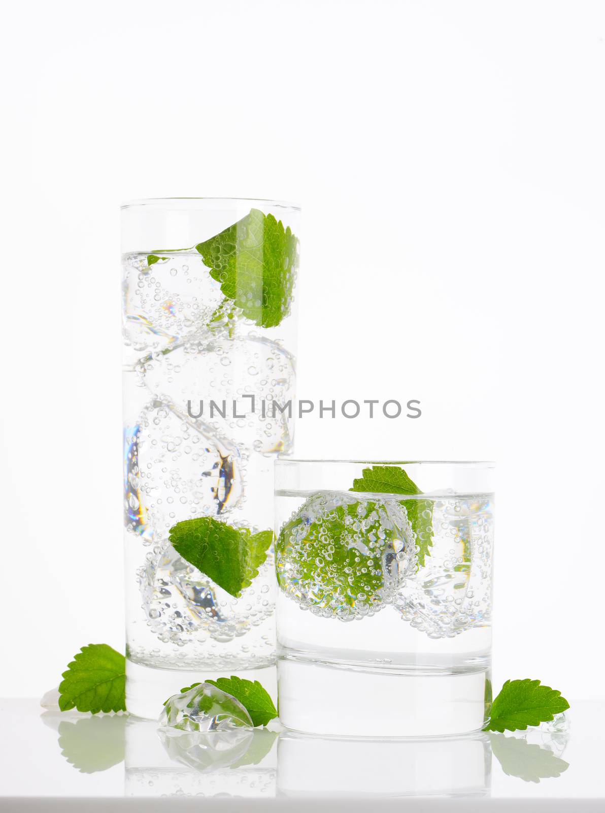 fizzy water with mint and ice by Digifoodstock