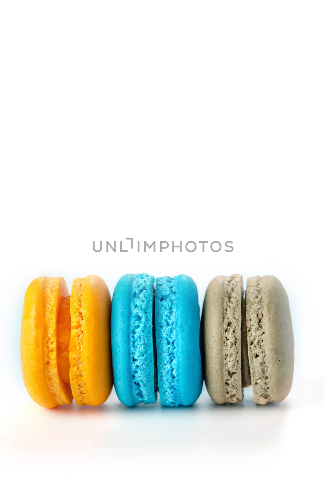 Colorful macaroon  on white background , sweet dessert