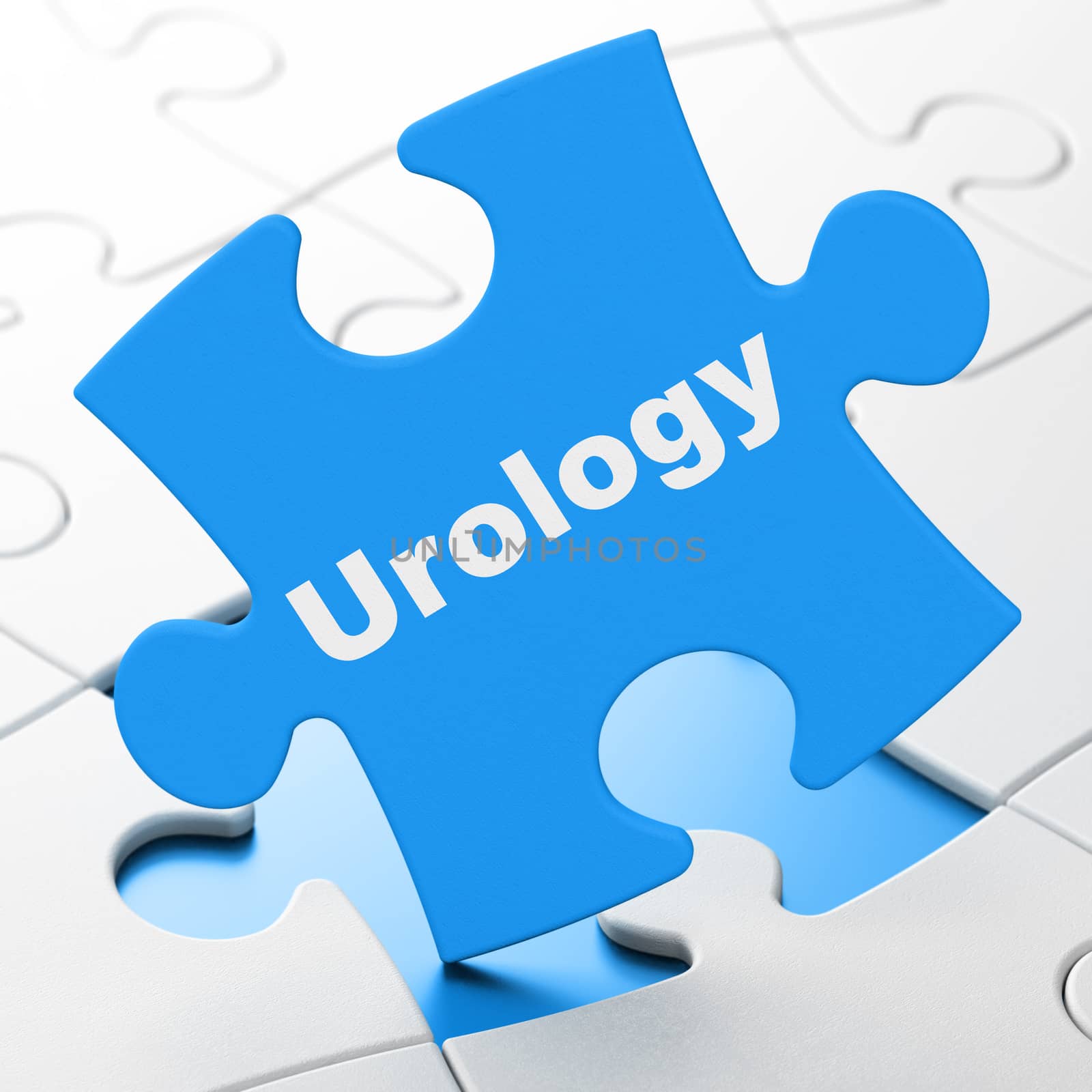 Healthcare concept: Urology on Blue puzzle pieces background, 3D rendering