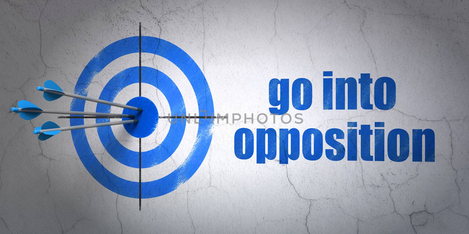 Political concept: target and Go into Opposition on wall background by maxkabakov