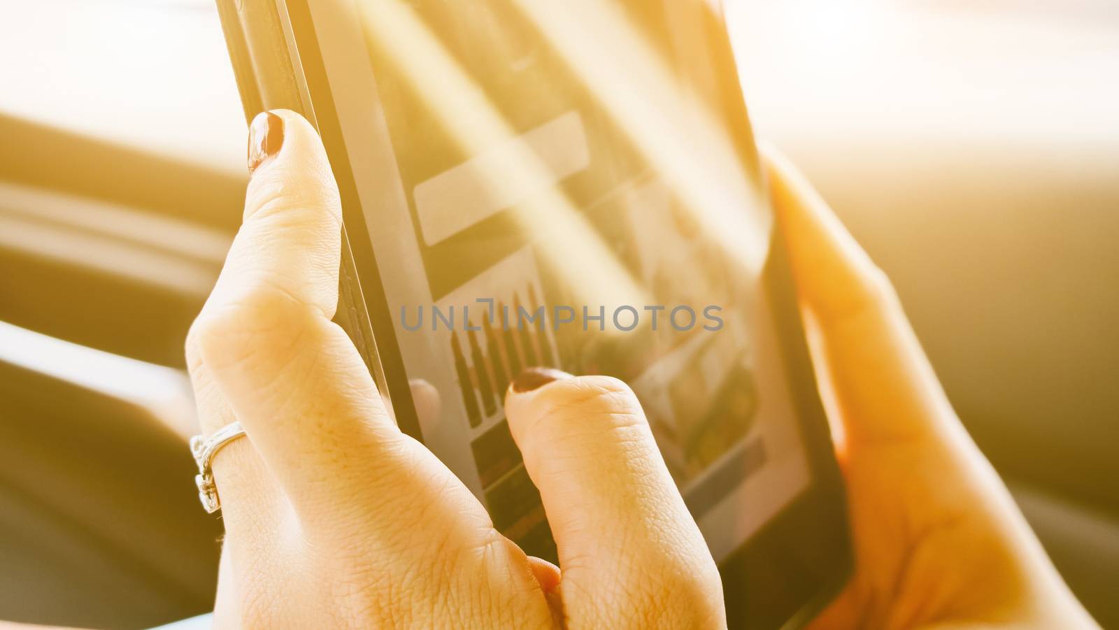 digital tablet, close up of hand typing on digital table