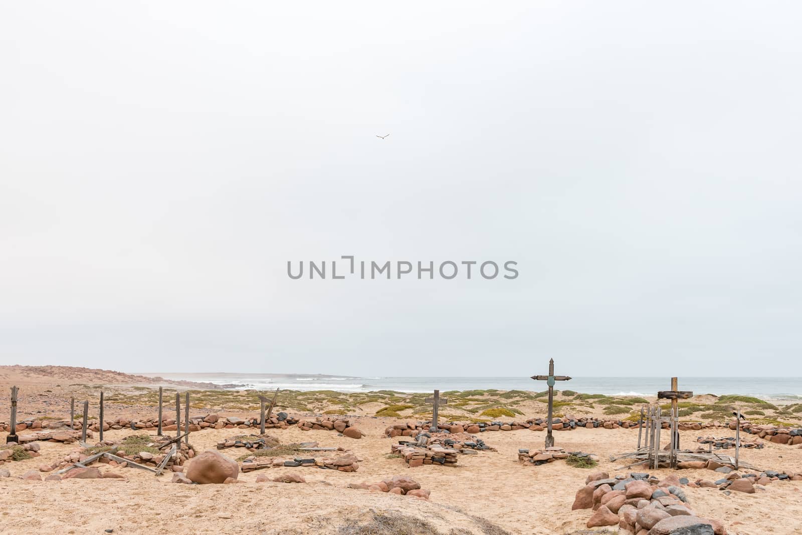 An historic cemetry at Cape Cross on the Skeleton Coast of Namibia
