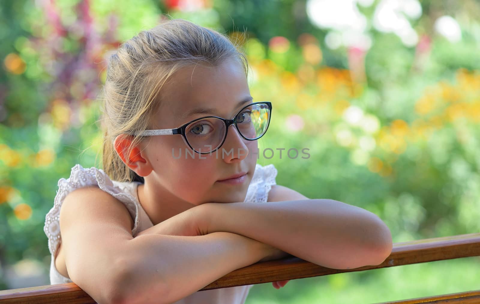 Thoughtful little girl outdoor