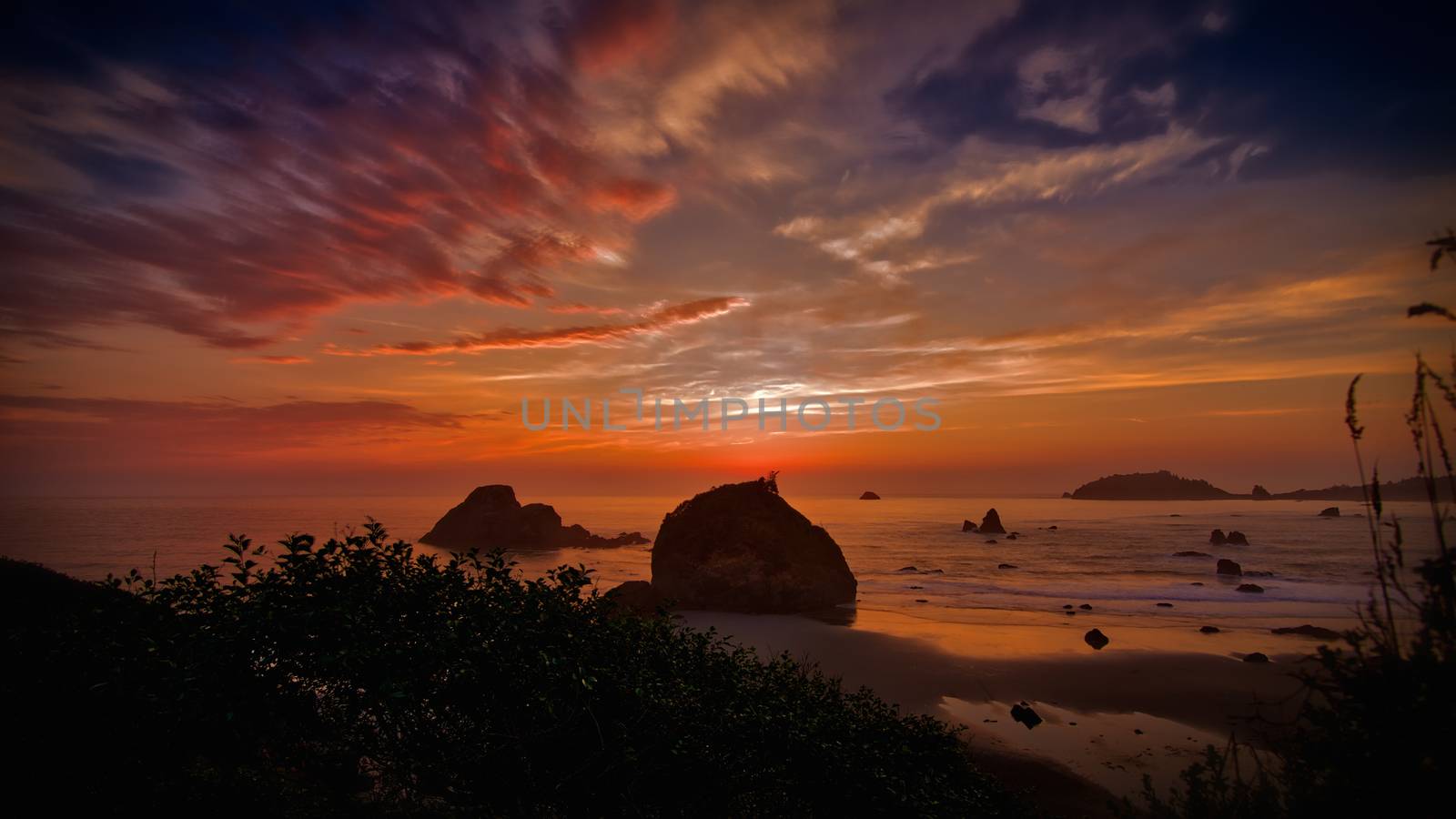 Beautiful Sunset Over Trinidad, California, Color Image