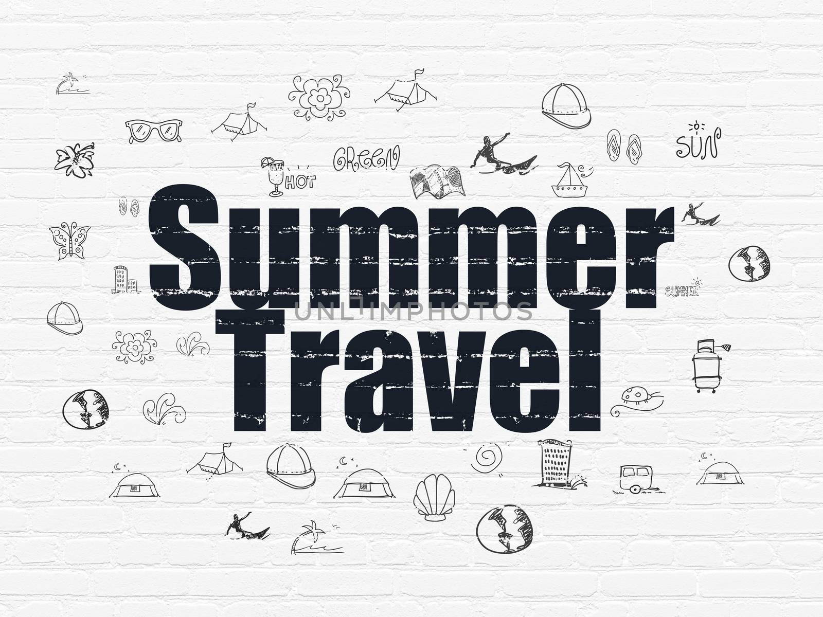 Vacation concept: Summer Travel on wall background by maxkabakov