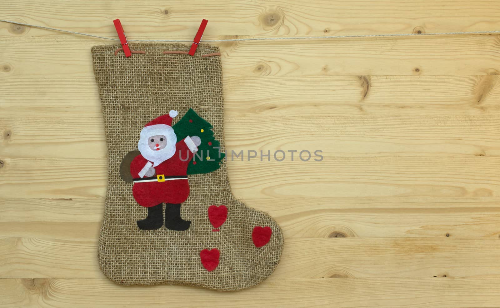 Christmas socks and the words Merry Christmas and a happy new year, christmas card