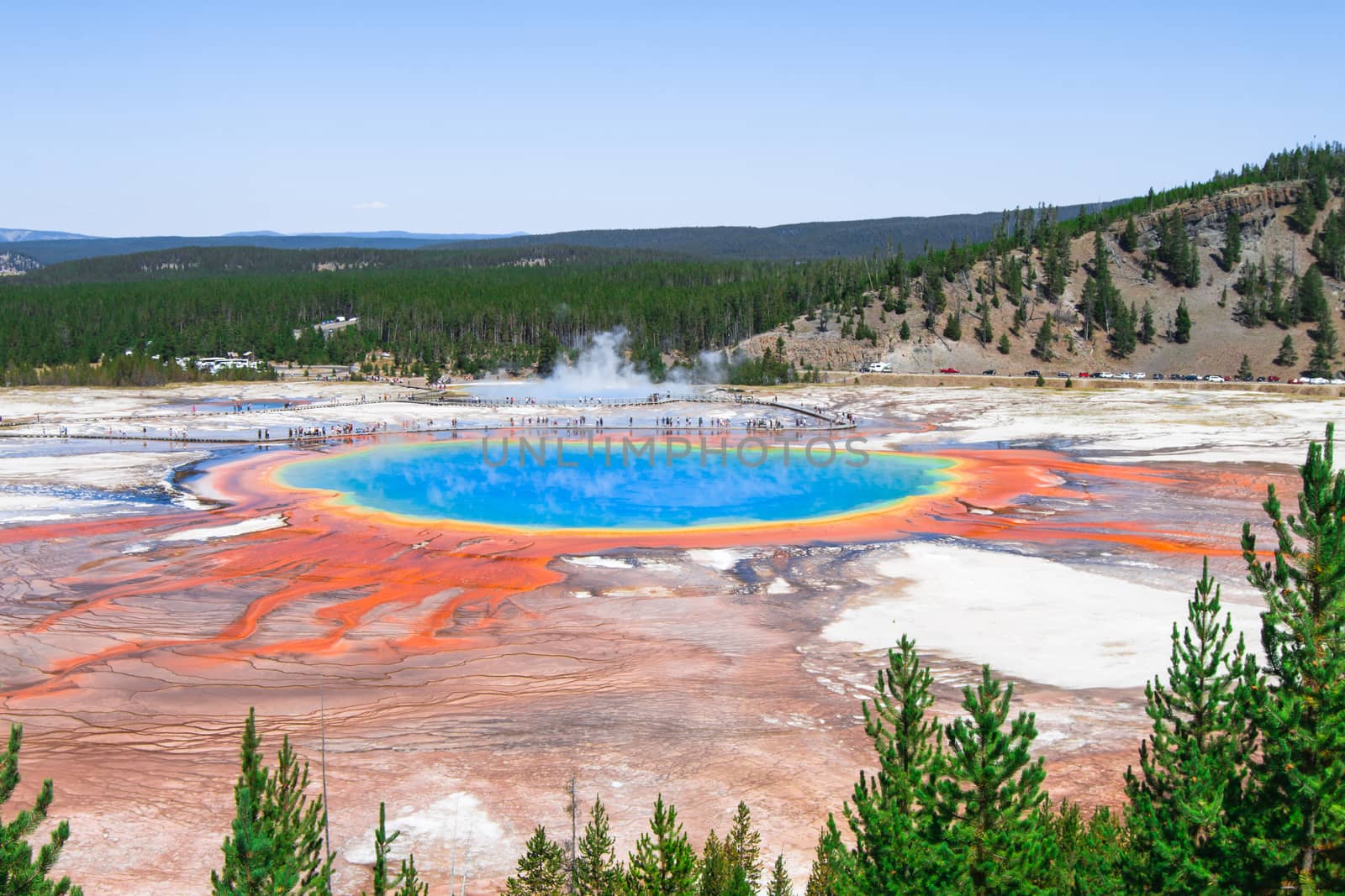 Grand Prismatic Spring in Yellowstone National Park in Wyoming, USA.