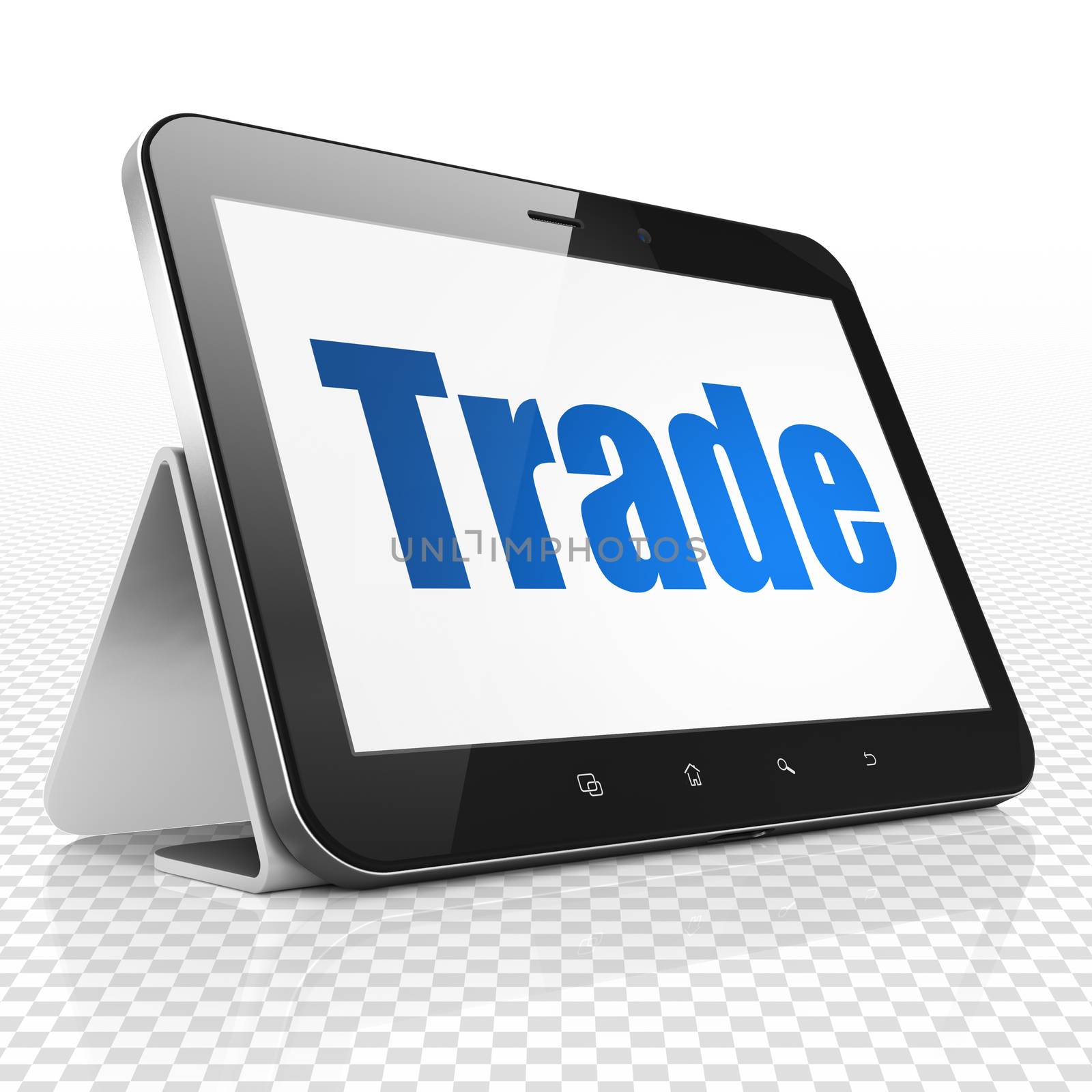 Business concept: Tablet Computer with blue text Trade on display, 3D rendering