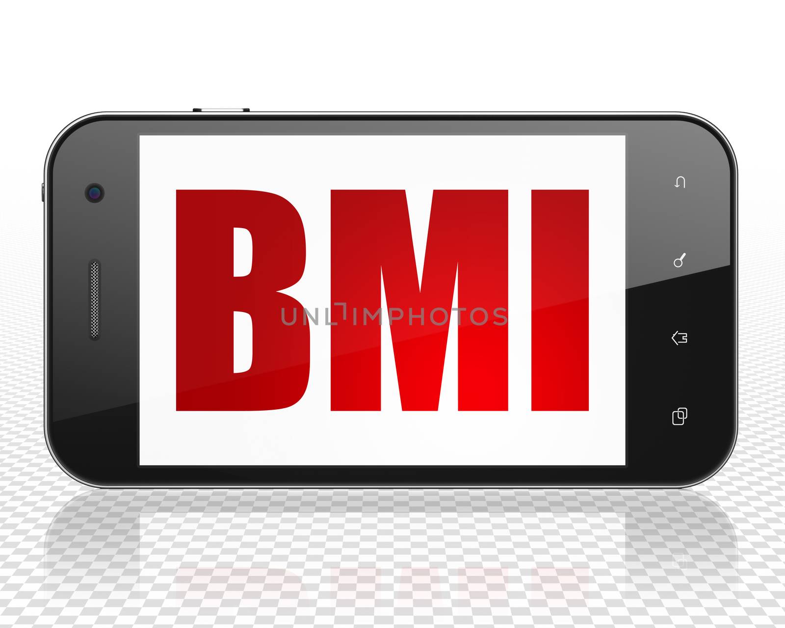 Medicine concept: Smartphone with BMI on display by maxkabakov