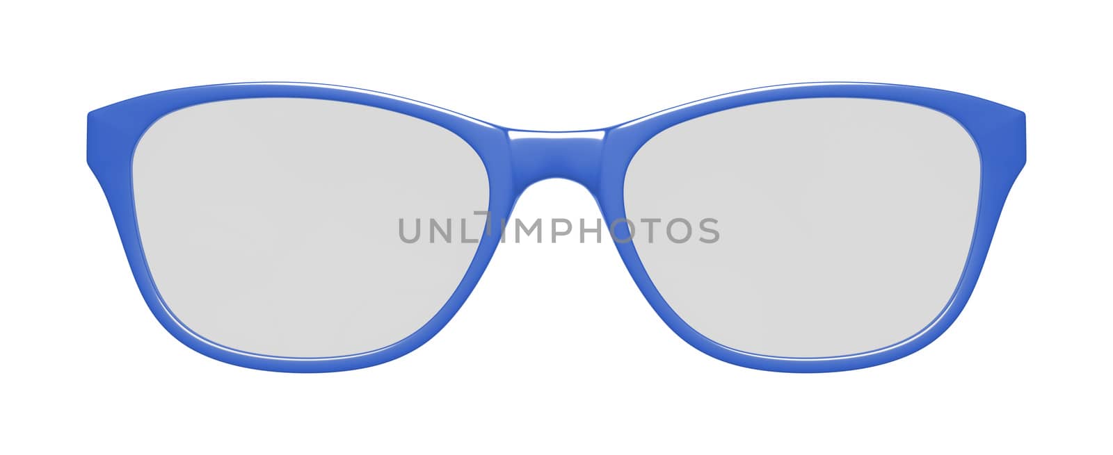 3d illustration of blue glasses on white background