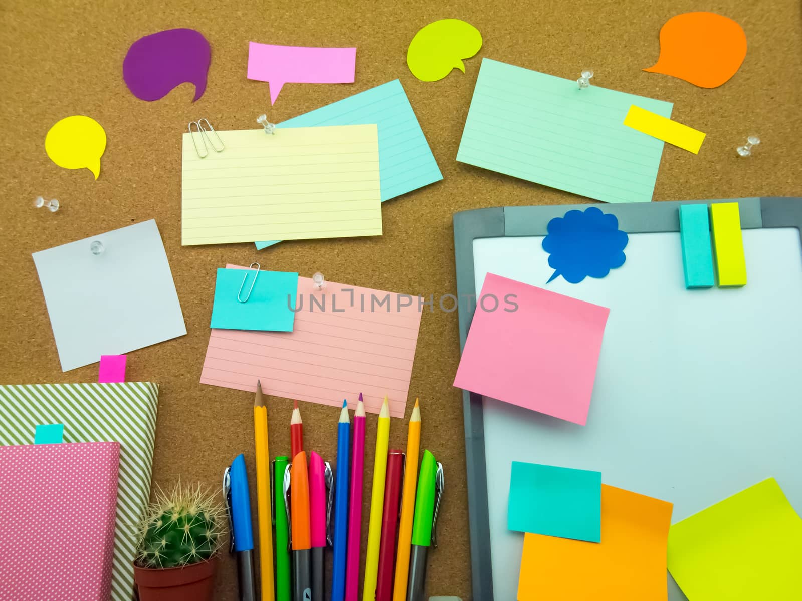 Colorful balloons and bubbles; you can write words on it.