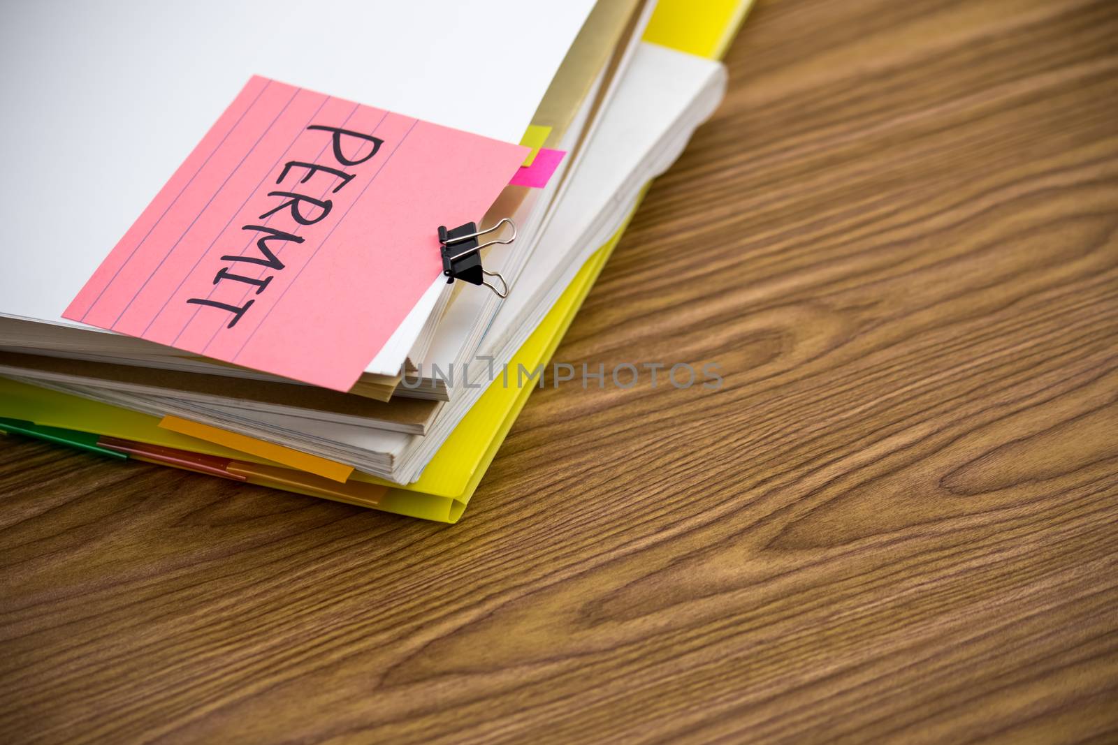 Permit; The Pile of Business Documents on the Desk